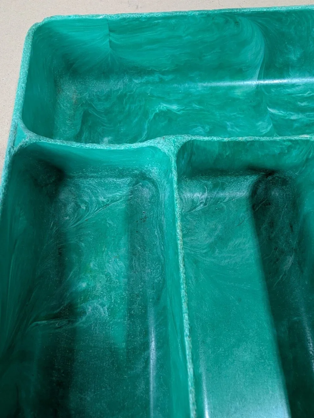 LustrOWare Vintage Green Marble Silverware Tray Kitchen